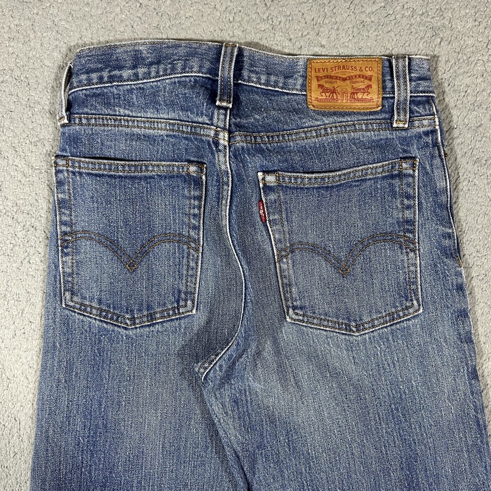 Levis White Oak Cone Blue Denim Jeans Womens 26 Ankle Raw Hem #3887 - Picture 6 of 10